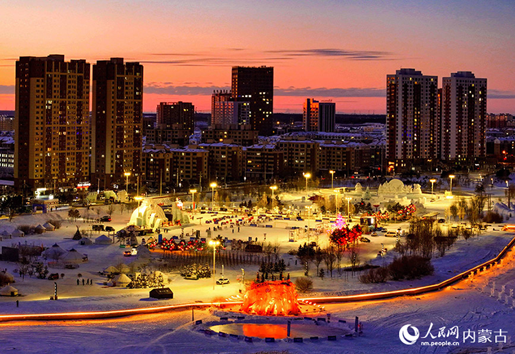 2024年12月20日拍攝的呼倫貝爾市城市越野滑雪公園景色（無人機照片）。王正攝