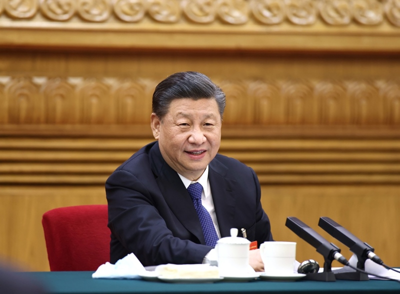 2021年3月5日，習(xí)近平總書記參加十三屆全國人大四次會議內(nèi)蒙古代表團(tuán)的審議。