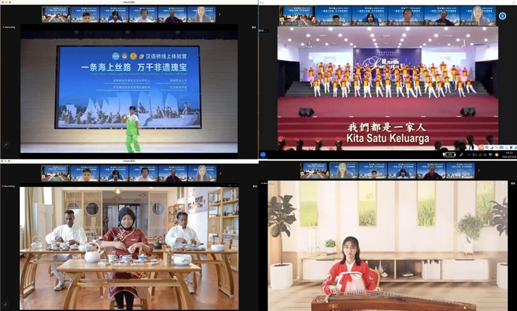 圖為開營儀式上兩國營員表演精彩節(jié)目。黎明職業(yè)大學(xué)供圖