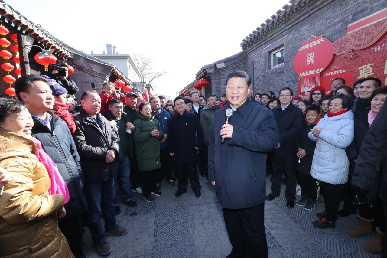2019年2月1日，習(xí)近平總書記在前門東區(qū)草廠四條胡同給大家拜年，并向全國各族人民致以新春祝福。
