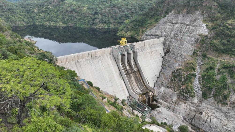 3月23日，航拍的下凱富峽水電站大壩。