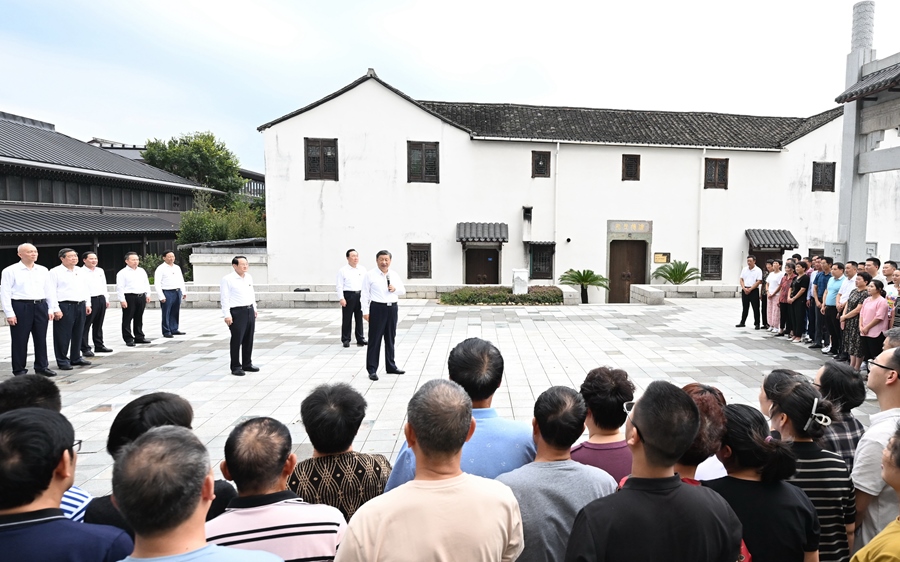 9月20日下午，習(xí)近平總書記在楓橋經(jīng)驗(yàn)陳列館考察。新華社記者 燕雁 攝