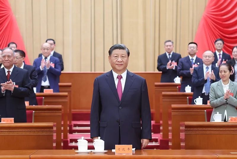 △2023年10月9日，中國工會第十八次全國代表大會在北京人民大會堂開幕。習近平總書記到會祝賀。