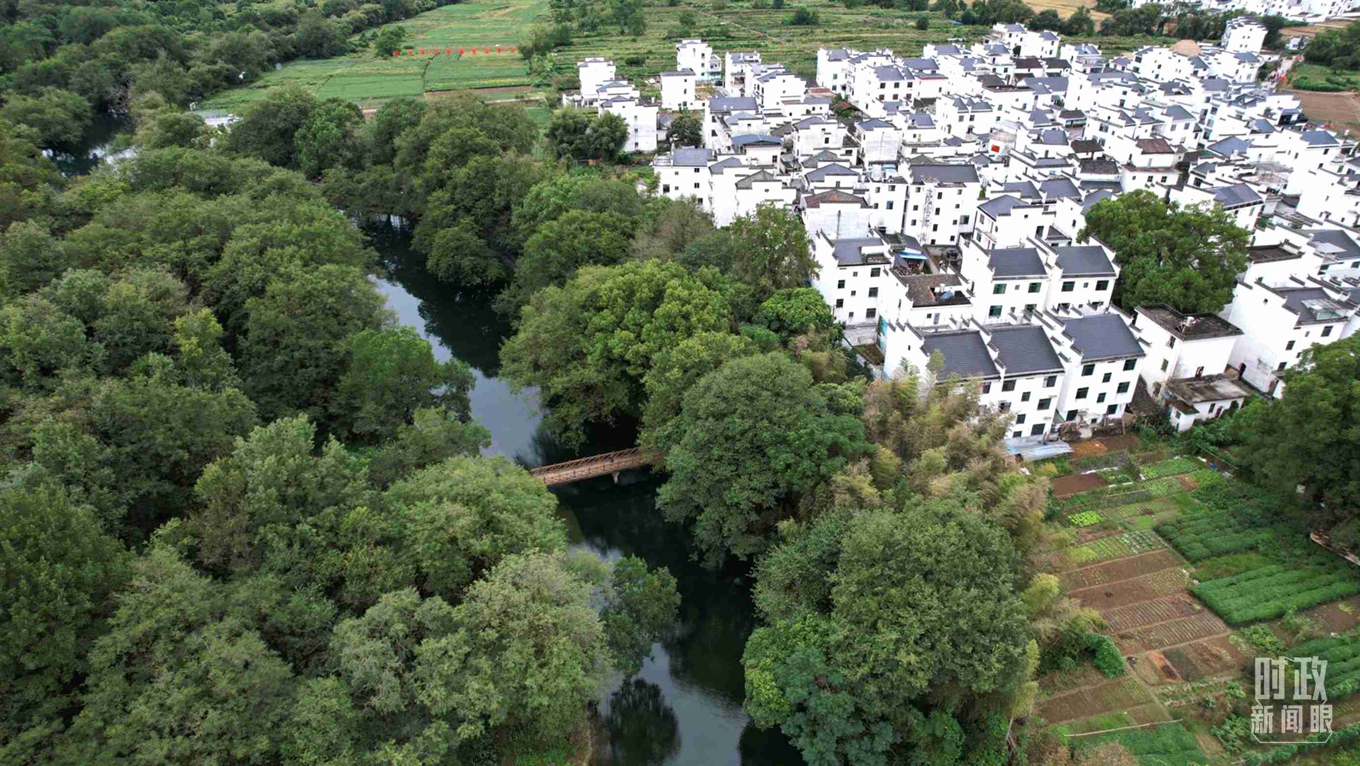 △位于饒河源國(guó)家濕地公園中心地帶的石門村。（總臺(tái)央視記者范凱拍攝）