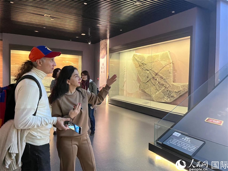 歐亞國家記者在參觀貴州省地質(zhì)博物館 。 人民網(wǎng) 鄧潔攝