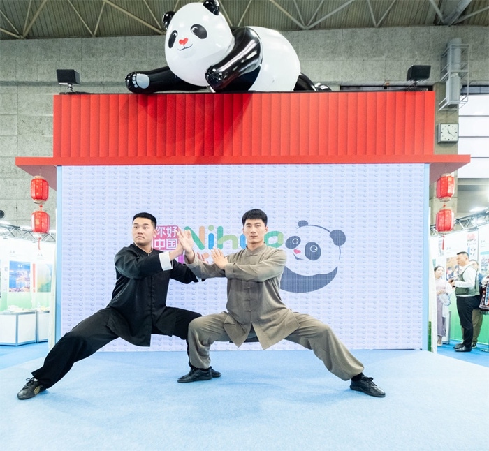 日本國際旅游博覽會(huì)期間中國展館的太極拳表演。圖片由中國駐東京旅游辦事處提供