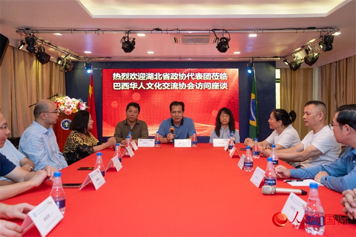 湖北省政協(xié)經(jīng)濟(jì)委員會主任王兆民（中）在座談會上致辭。 人民網(wǎng)記者 陳海琪攝