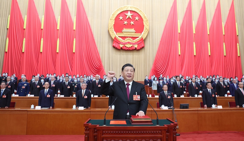 2023年3月10日，習(xí)近平進(jìn)行憲法宣誓。