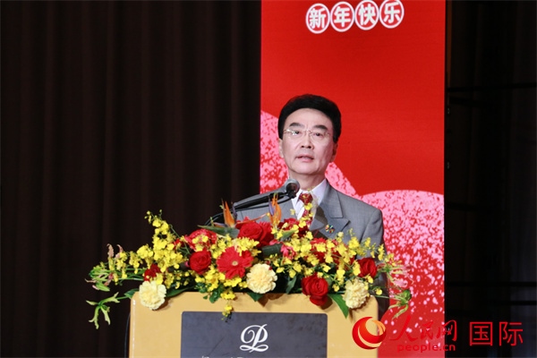 在日中國企業(yè)協(xié)會(huì)會(huì)長(zhǎng)王家馴致辭。人民網(wǎng) 許可攝