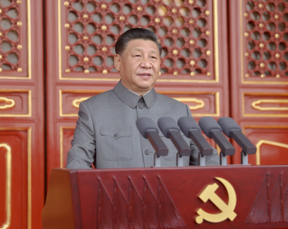 2021年7月1日，慶祝中國共產(chǎn)黨成立100周年大會在北京天安門廣場隆重舉行。習近平發(fā)表重要講話。新華社記者 鞠鵬 攝
