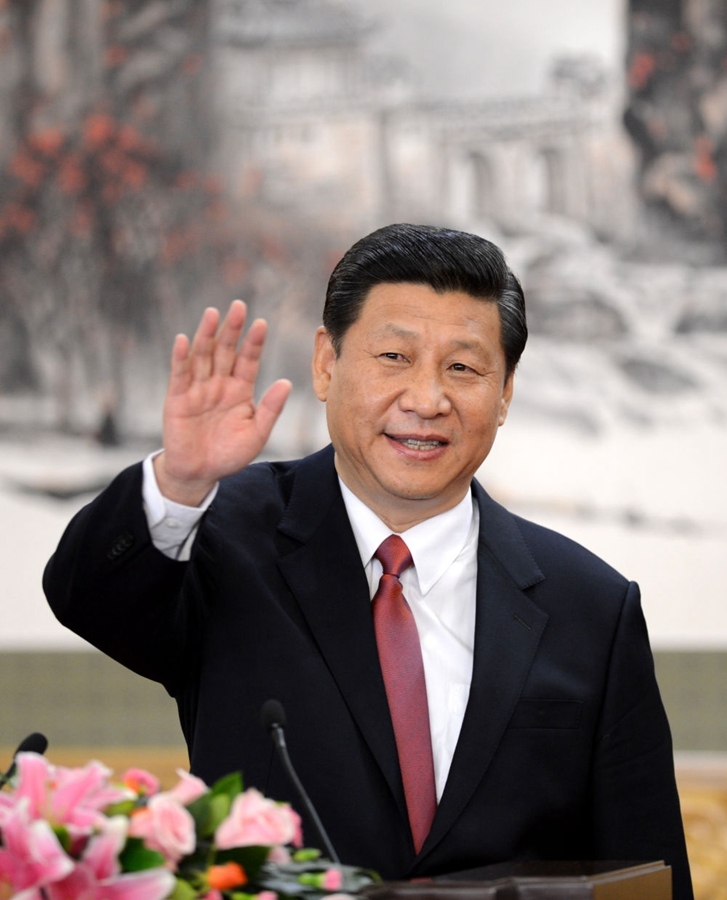 2012年11月15日，剛剛在中共十八屆一中全會上當選中共中央總書記的習近平在北京人民大會堂同采訪十八大的中外記者親切見面。新華社記者 謝環(huán)馳 攝