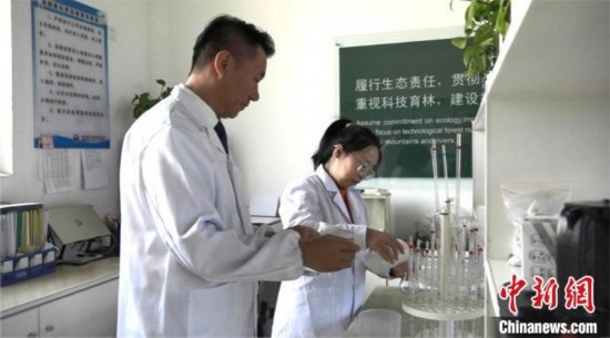 圖為王佐(左一)在廠區(qū)實驗室內(nèi)工作。白先森 攝