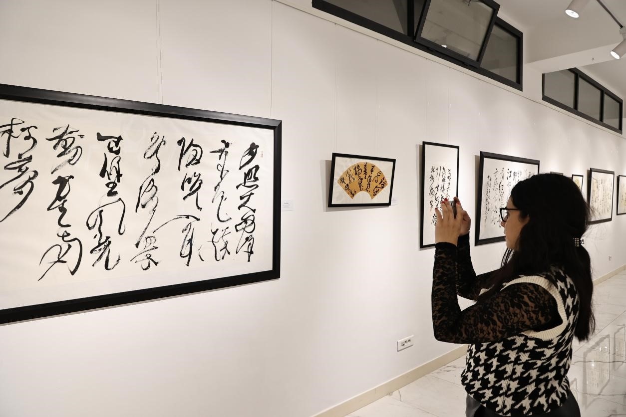 觀眾參觀書法展。拉巴特中國文化中心供圖