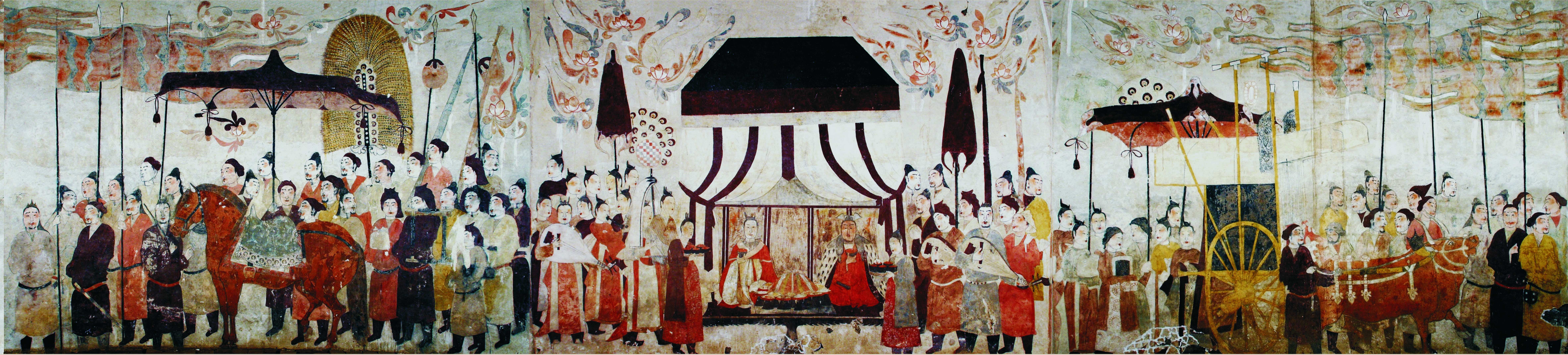 這是徐顯秀墓室壁畫展開圖。太原北齊壁畫博物館供圖