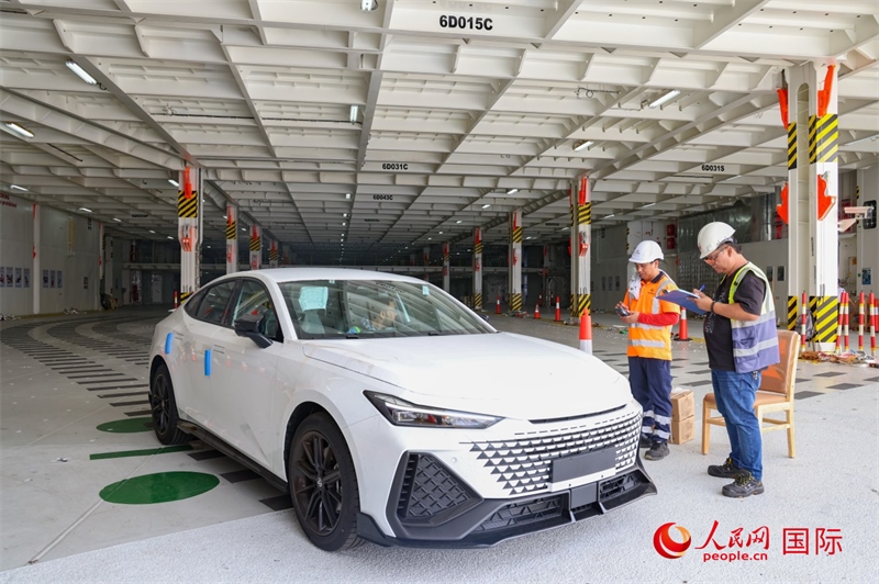 工人正在進行卸車作業(yè)。人民網記者 任皓宇攝