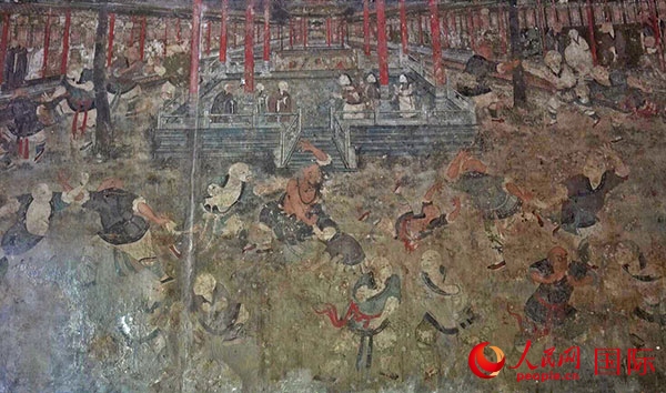少林寺白衣殿壁畫。人民網(wǎng)記者 張麗婭攝