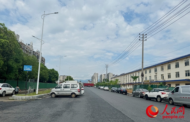 麗水佳園小區(qū)入口外及長富大道上停滿了車輛。人民網(wǎng)記者 邱燁攝