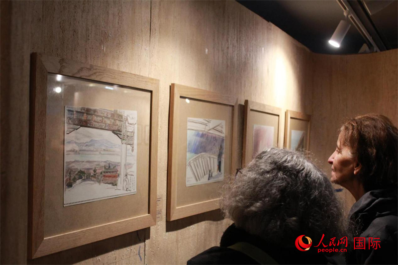 法國觀眾在欣賞展品。人民網記者 尚凱元攝