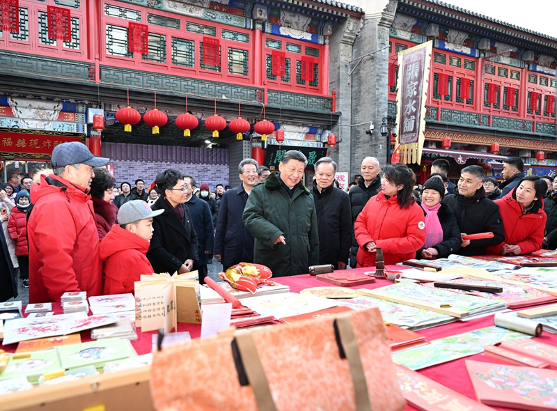 2024年2月1日，習(xí)近平總書記在天津古文化街考察。
