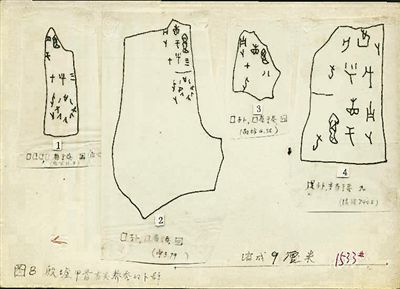 周堯?yàn)椤吨袊?guó)昆蟲學(xué)史》摹寫的甲骨文材料。老科學(xué)家學(xué)術(shù)成長(zhǎng)資料采集工程供圖