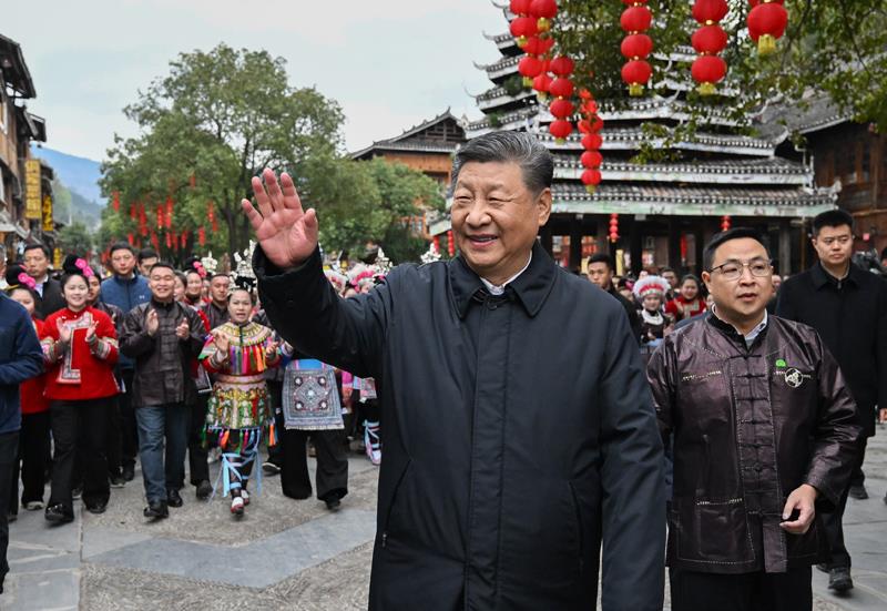 △2025年3月17日，習(xí)近平總書記在貴州黎平縣肇興侗寨考察。